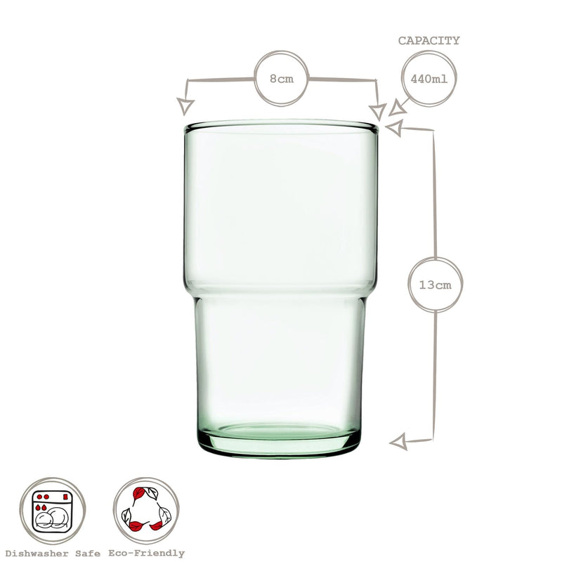 440ml Aware Hill Recycled Stacking Highball Glass - Green - By Pasabahce