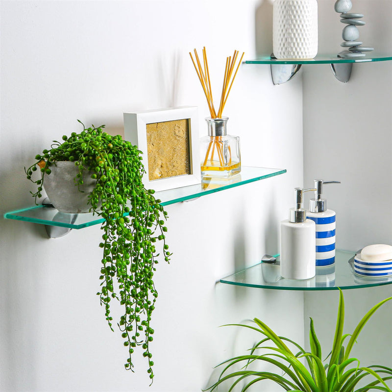 Floating Glass Bathroom Shelf - 50cm - By Harbour Housewares