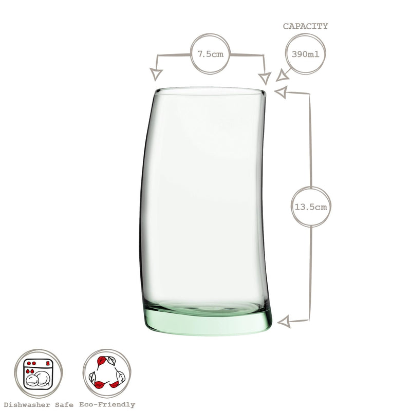 390ml Aware Penguen Recycled Highball Glass - Green - By Pasabahce