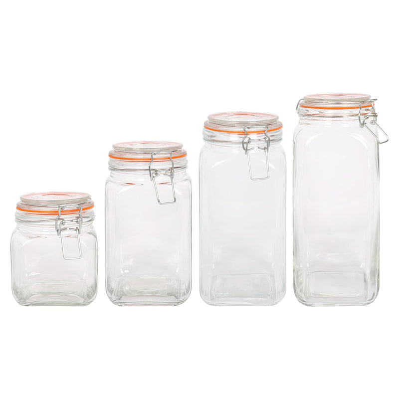 2L Square Glass Jar with Clip-Top Lid - By Argon Tableware