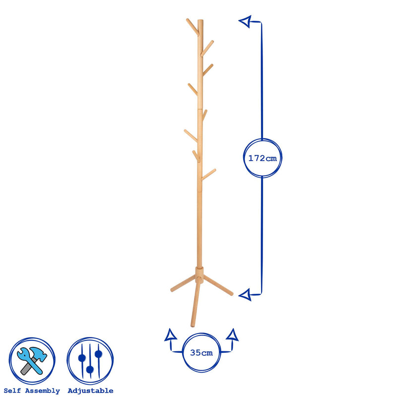 Free-Standing Wooden Coat Rack - By Harbour Housewares