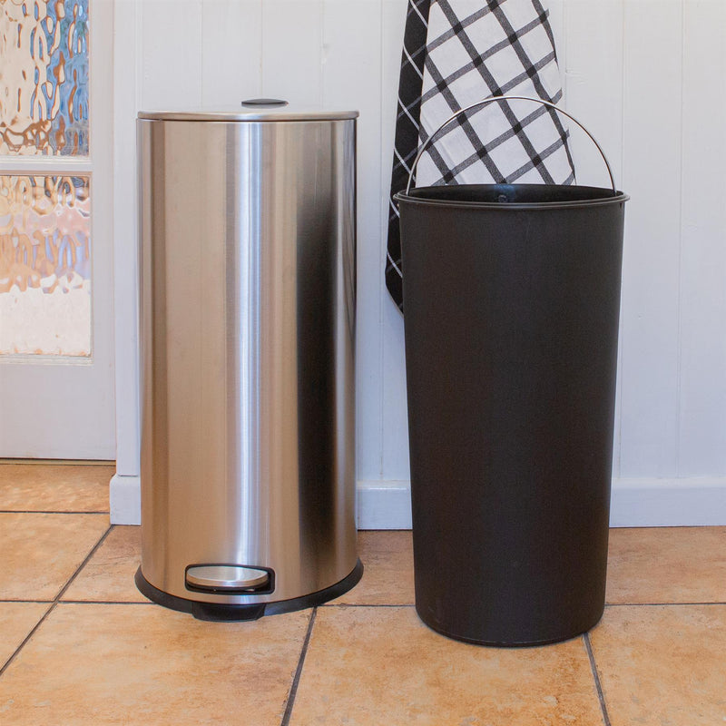 30L Stainless Steel Round Kitchen Pedal Bin - By Harbour Housewares