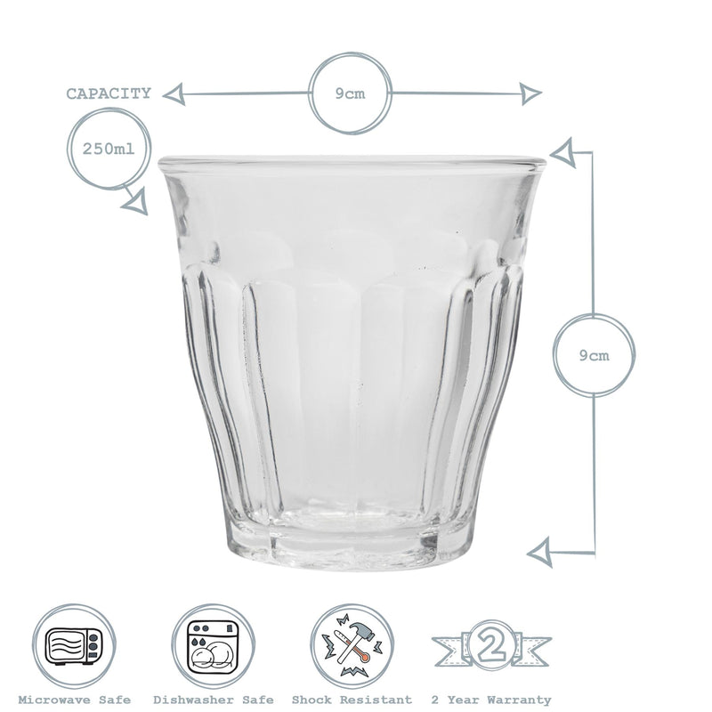 250ml Picardie Glass Tumbler - By Duralex