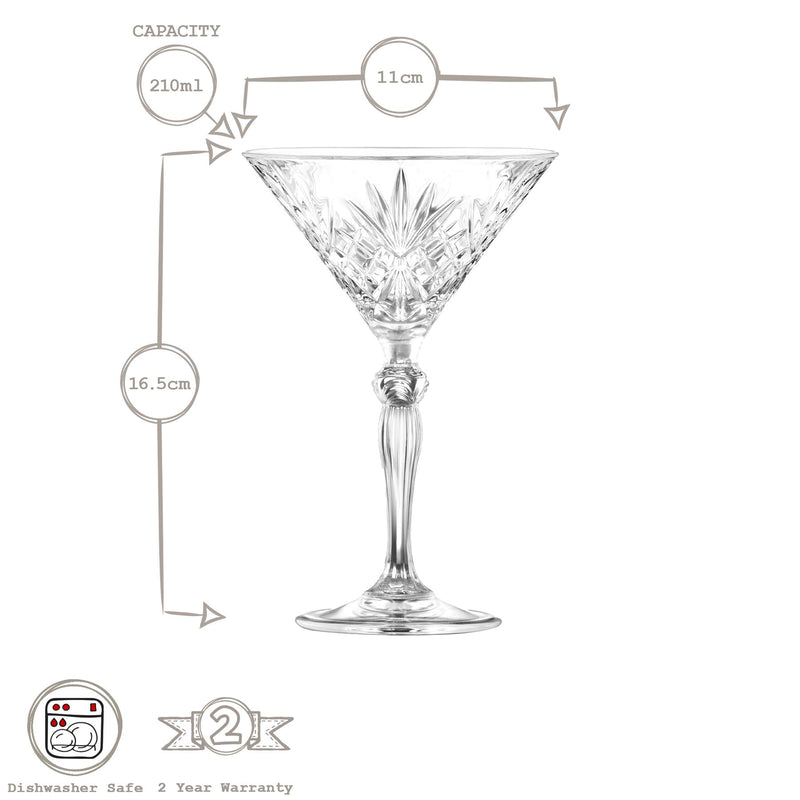 210ml Melodia Martini Glass - By RCR Crystal