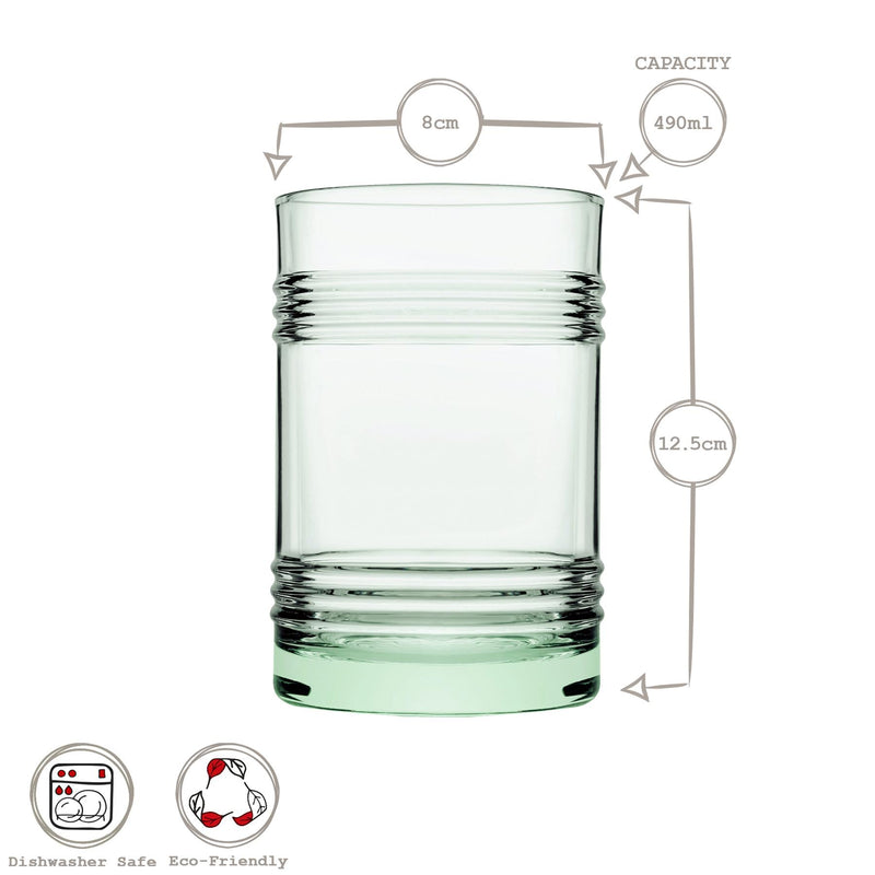 490ml Aware Tincan Recycled Highball Glass - Green - By Pasabahce