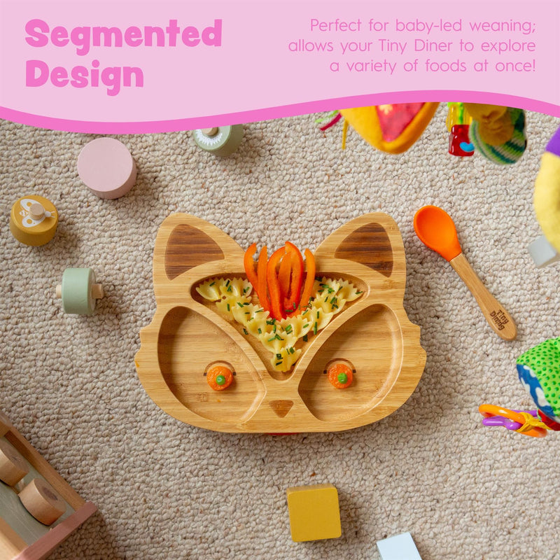 Bamboo Fox Baby Feeding Plate with Suction Cup - By Tiny Dining