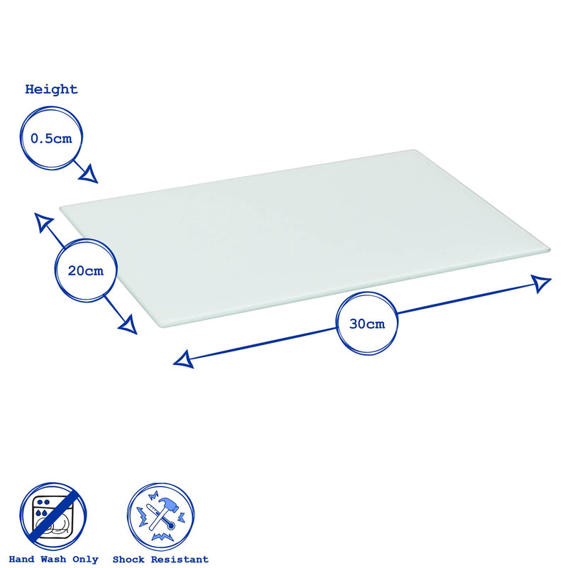 Rectangle Glass Chopping Board - 30cm x 20cm - Clear - By Harbour Housewares