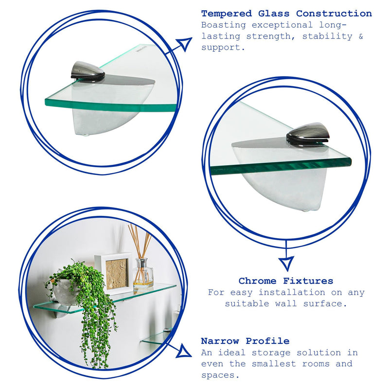 Floating Glass Bathroom Shelf - 50cm - By Harbour Housewares