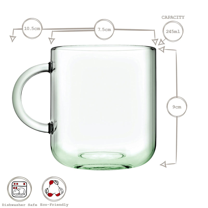 245ml Aware Iconic Recycled Glass Mug - Green - By Pasabahce