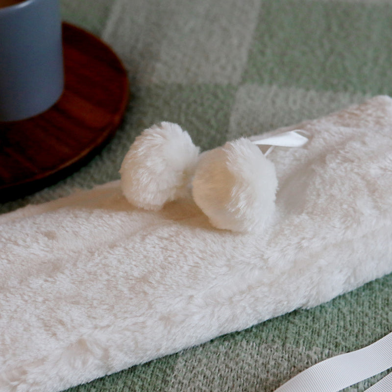 Nicola Spring Long Hot Water Bottle Cover - Plush - Cream