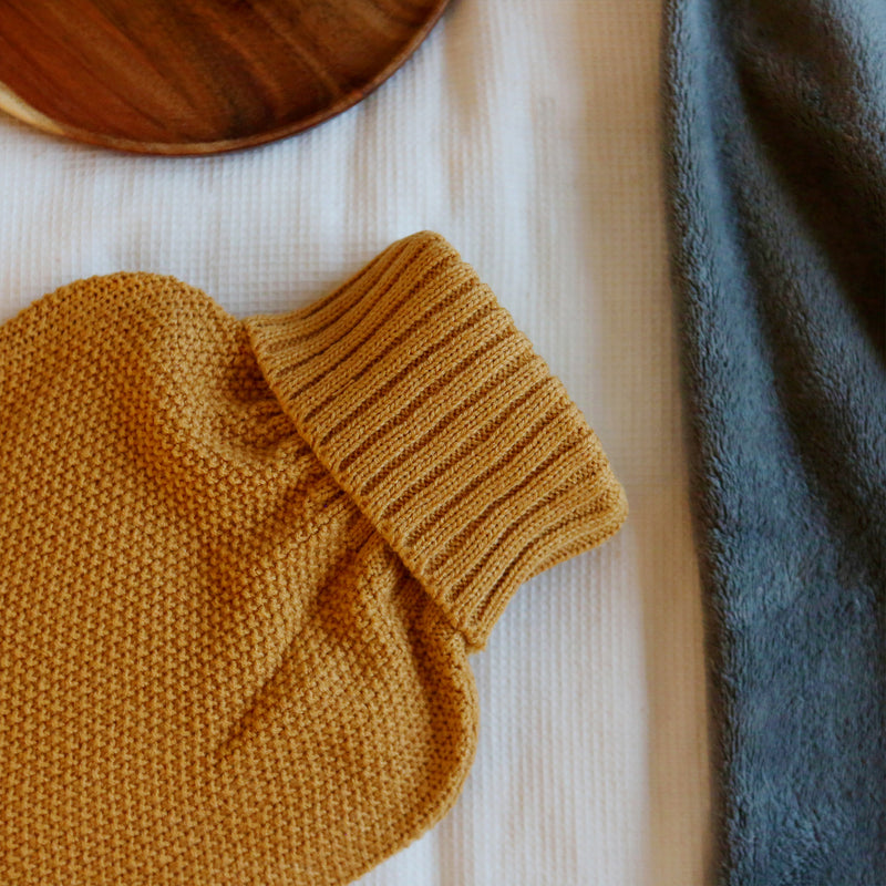 Nicola Spring Hot Water Bottle Cover - Knitted - Mustard