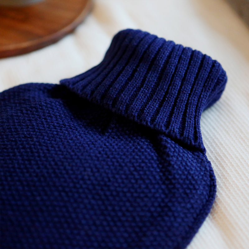 Nicola Spring Hot Water Bottle Cover - Knitted - Midnight Blue