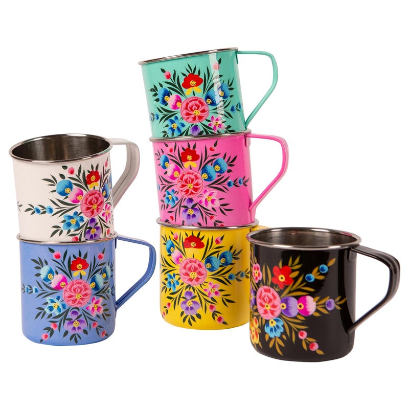 Pansy 450ml Hand-Painted Camping Mug - By BillyCan