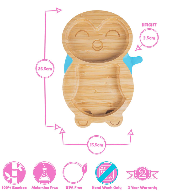 Bamboo Penguin Baby Feeding Plate with Suction Cup - By Tiny Dining