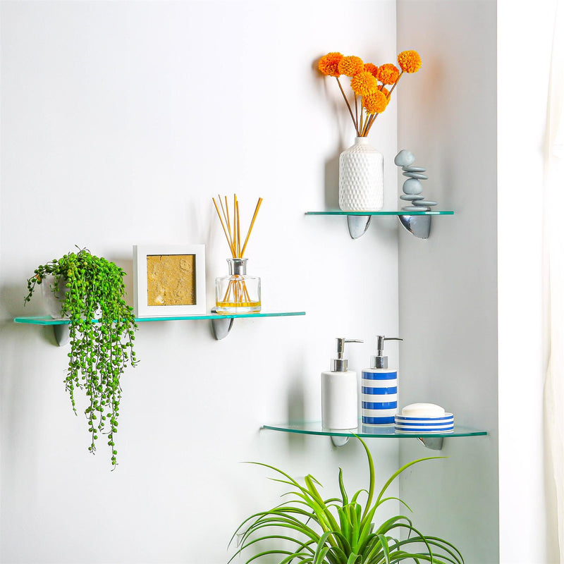 Floating Glass Bathroom Shelf - 50cm - By Harbour Housewares