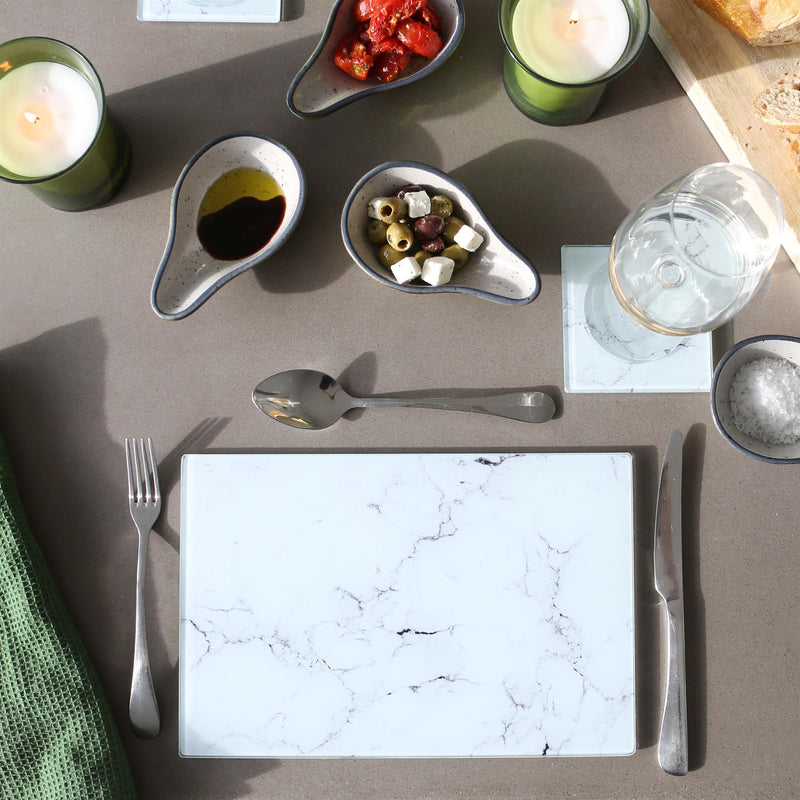 Rectangle Glass Chopping Board - 30cm x 20cm - Marble - By Harbour Housewares