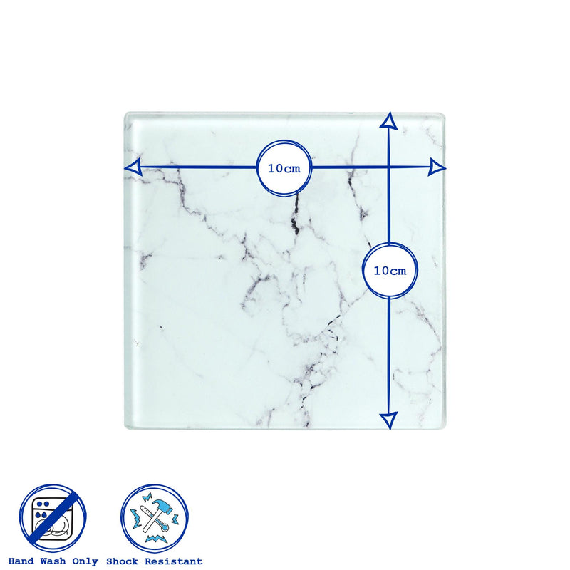 Square Glass Coaster - Marble - By Harbour Housewares