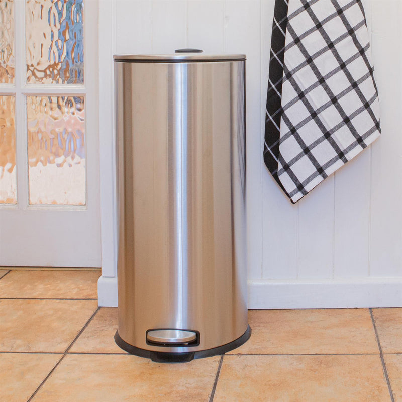 30L Stainless Steel Round Kitchen Pedal Bin - By Harbour Housewares