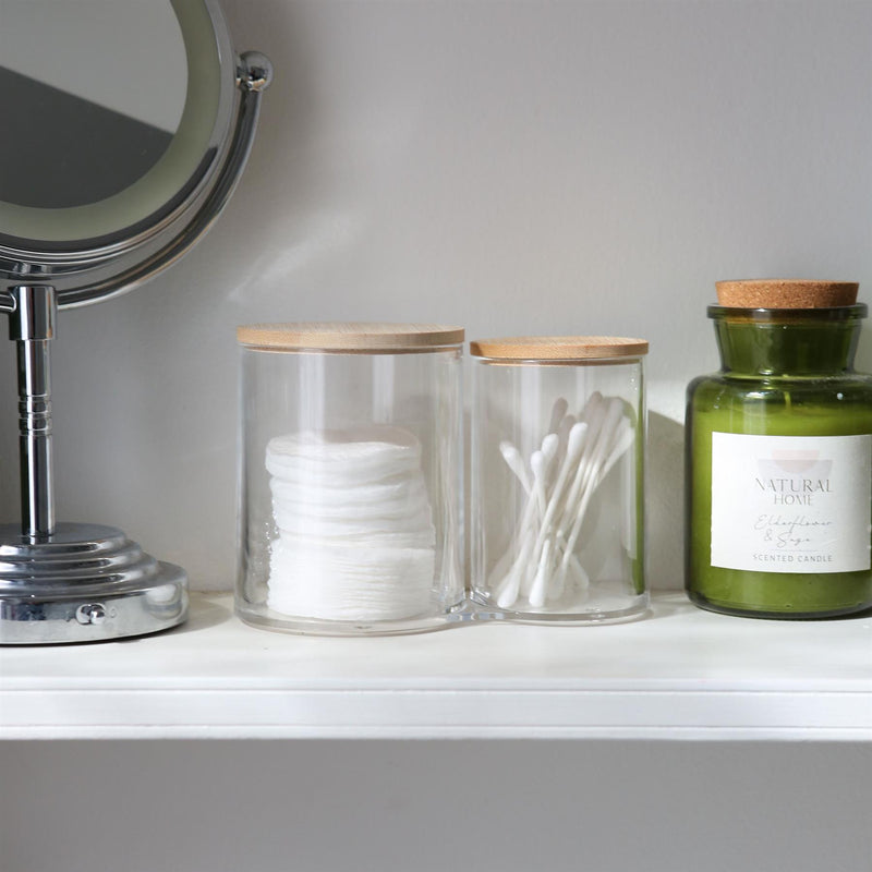 Twin Bathroom Canister with Bamboo Lid - By Harbour Housewares