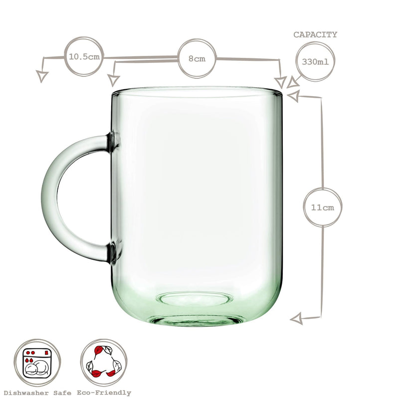 330ml Aware Iconic Recycled Glass Mug - Green - By Pasabahce