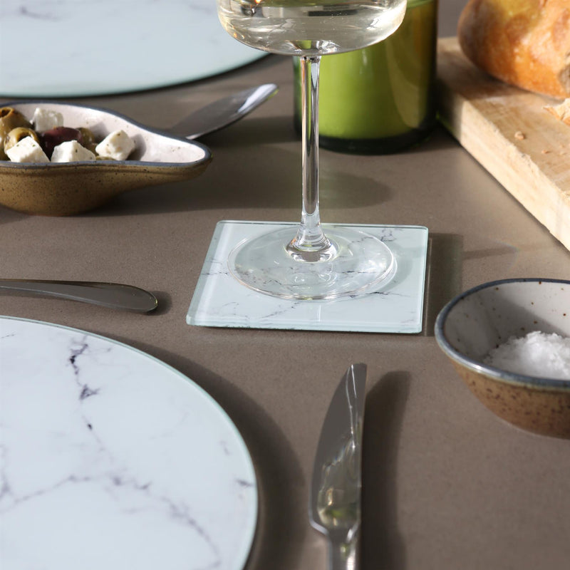 Square Glass Coaster - Marble - By Harbour Housewares