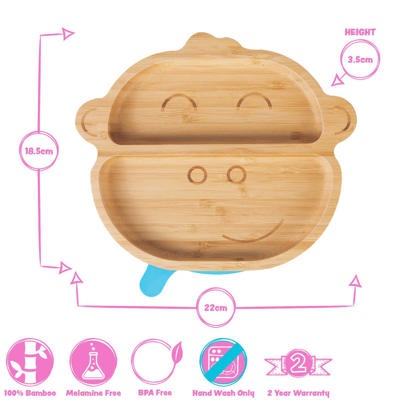 Bamboo Monkey Baby Feeding Plate with Suction Cup - By Tiny Dining