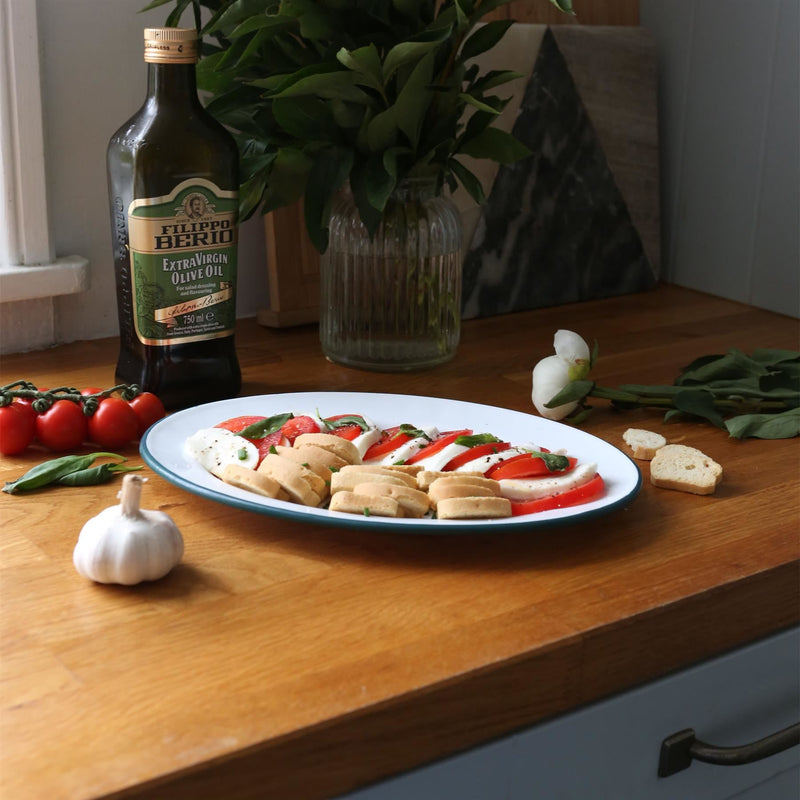 White Enamel Serving Platter - 30.5cm x 22.5cm - By Argon Tableware