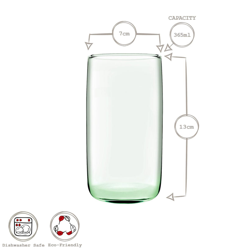 365ml Aware Iconic Recycled Highball Glass - Green - By Pasabahce