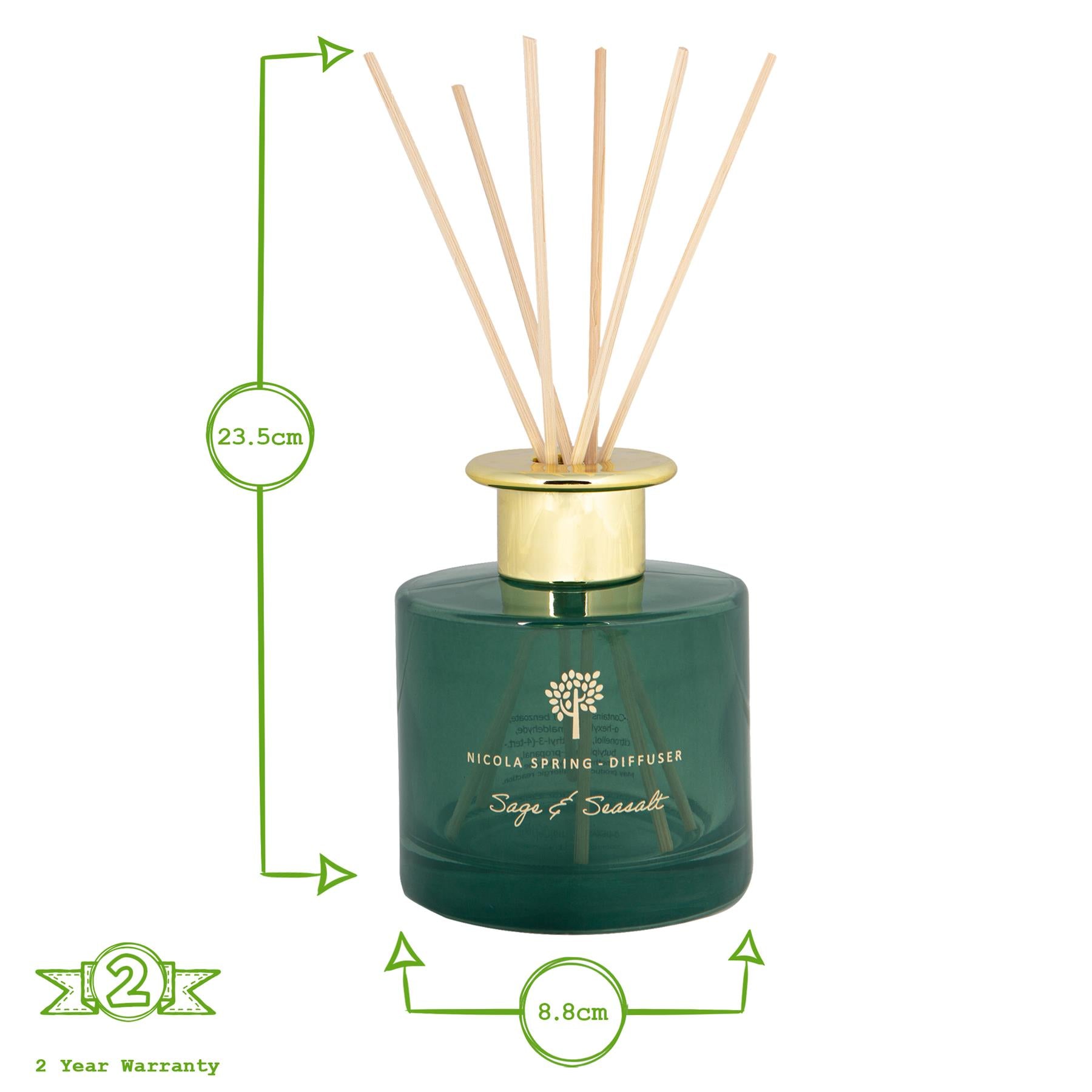 200ml Wild Sage &amp; Seasalt Glass Reed Diffuser