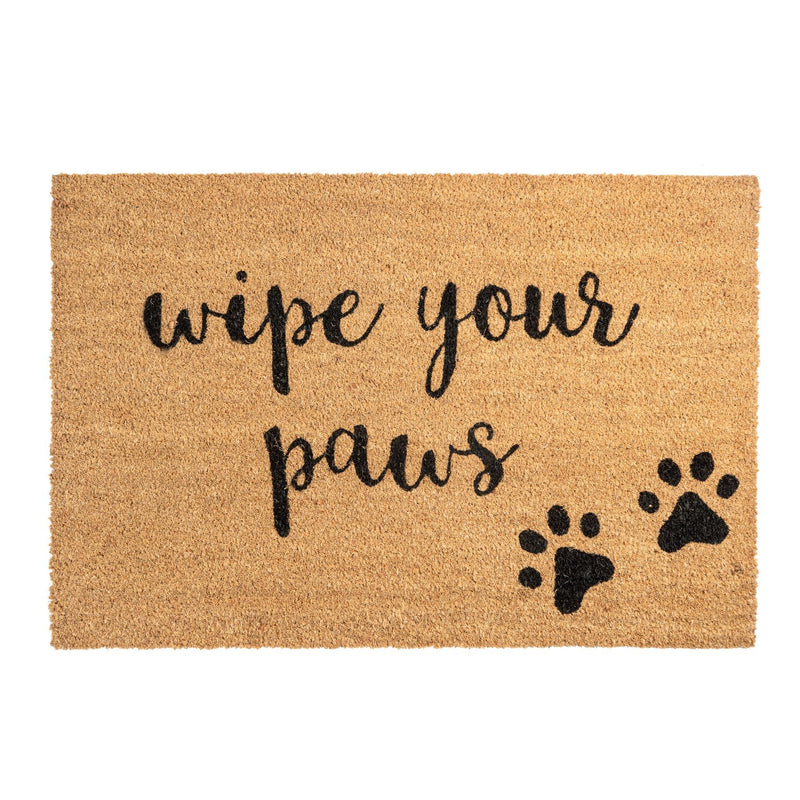 Nicola Spring Non-Slip Coir Door Mat - 90 x 60cm - Paw