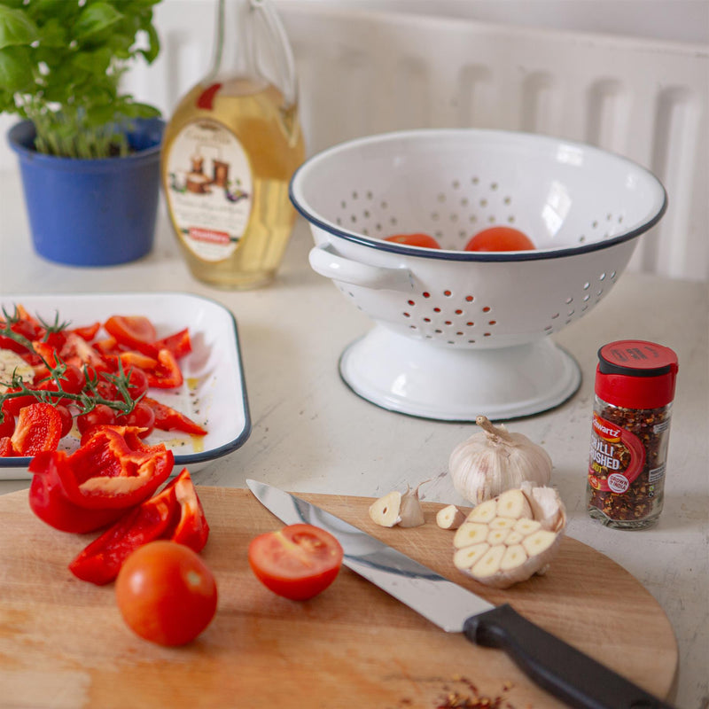 23.5cm White Enamel Colander - By Argon Tableware