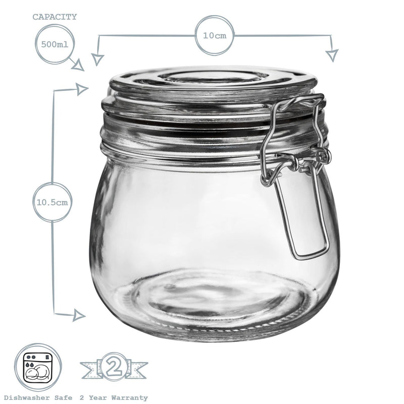 Argon Tableware Glass Storage Jar - 500ml - Black Seal