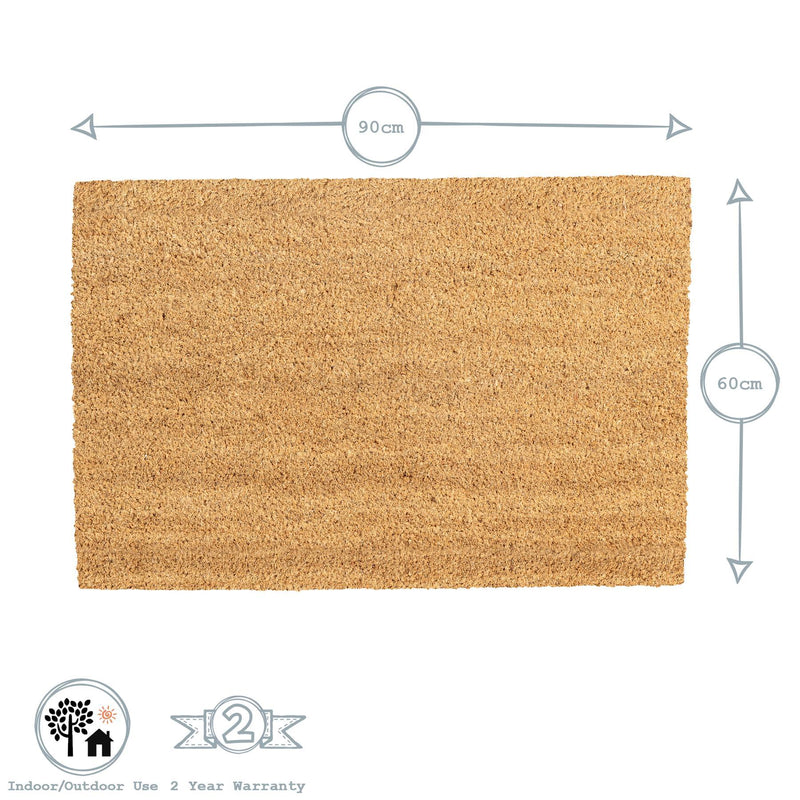 Nicola Spring Non-Slip Coir Door Mat - 90 x 60cm - Paw Dimensions