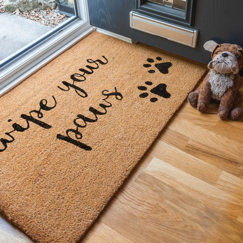 Nicola Spring Non-Slip Coir Door Mat - 90 x 60cm - Paw Interior Doorstep