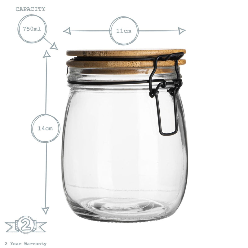 Argon Tableware Storage Jar with Wooden Lid - 750ml - White Seal