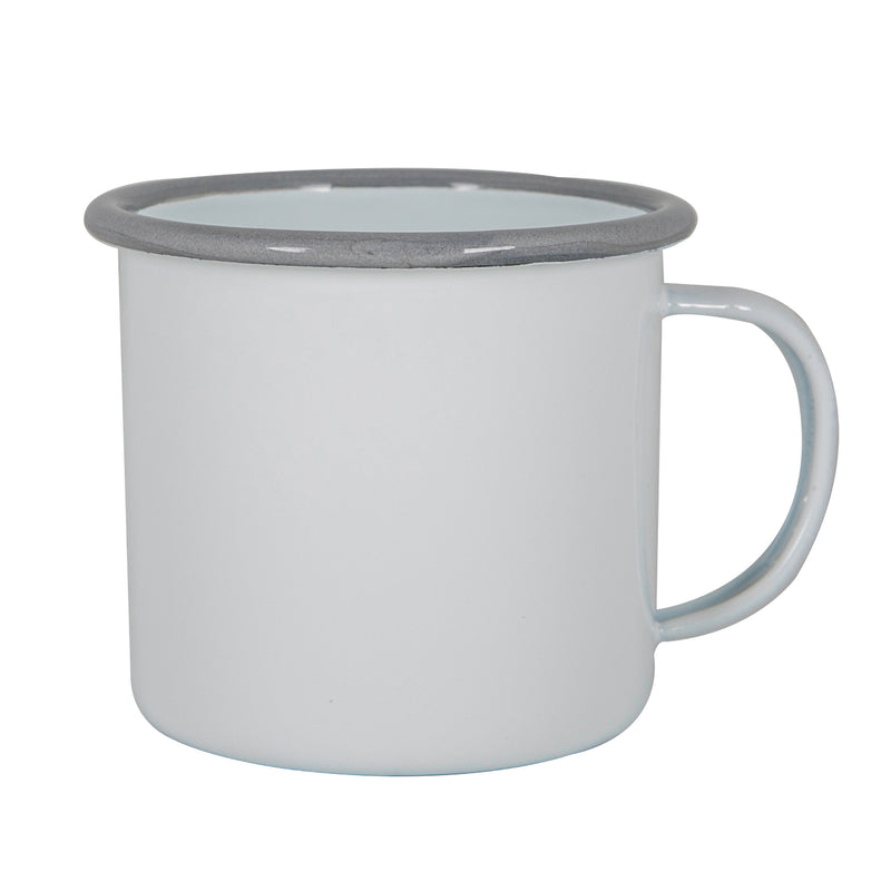 Argon Tableware White Enamel Mug - 375ml - Grey