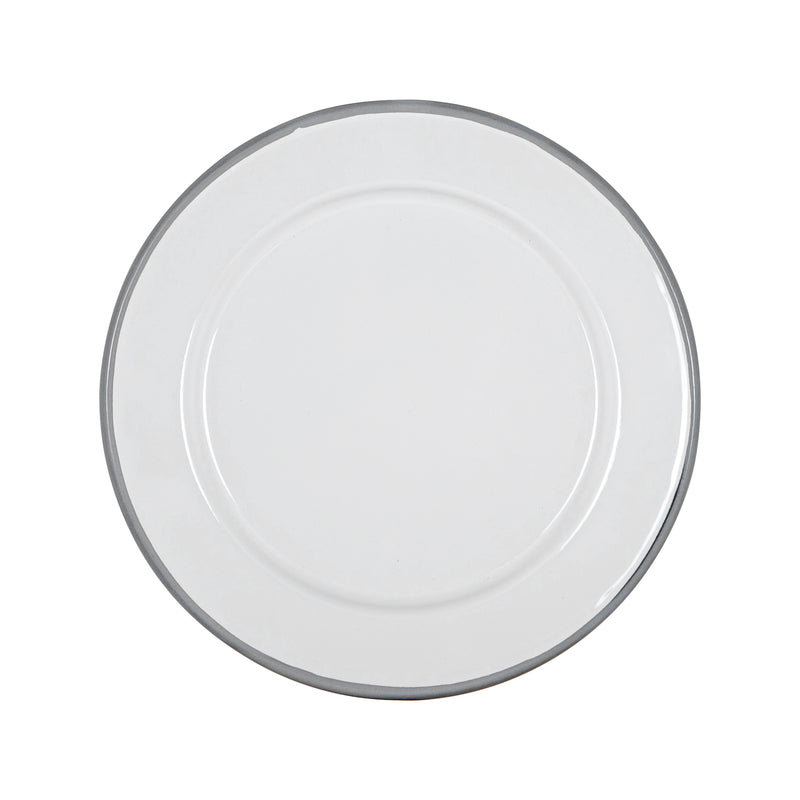 Argon Tableware White Enamel Side Plate - 20cm - Grey