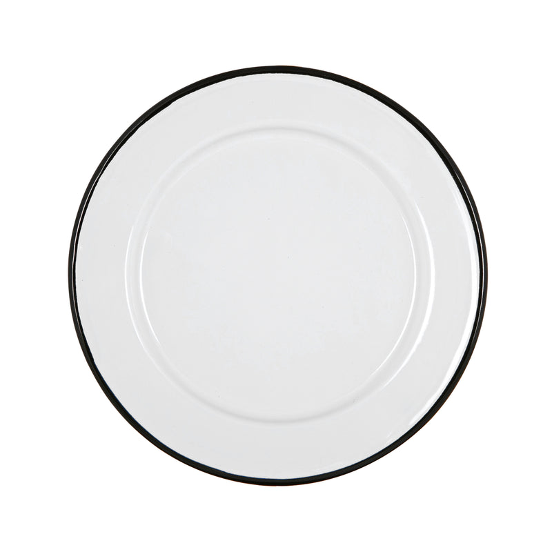 Argon Tableware White Enamel Side Plate - 20cm - Black