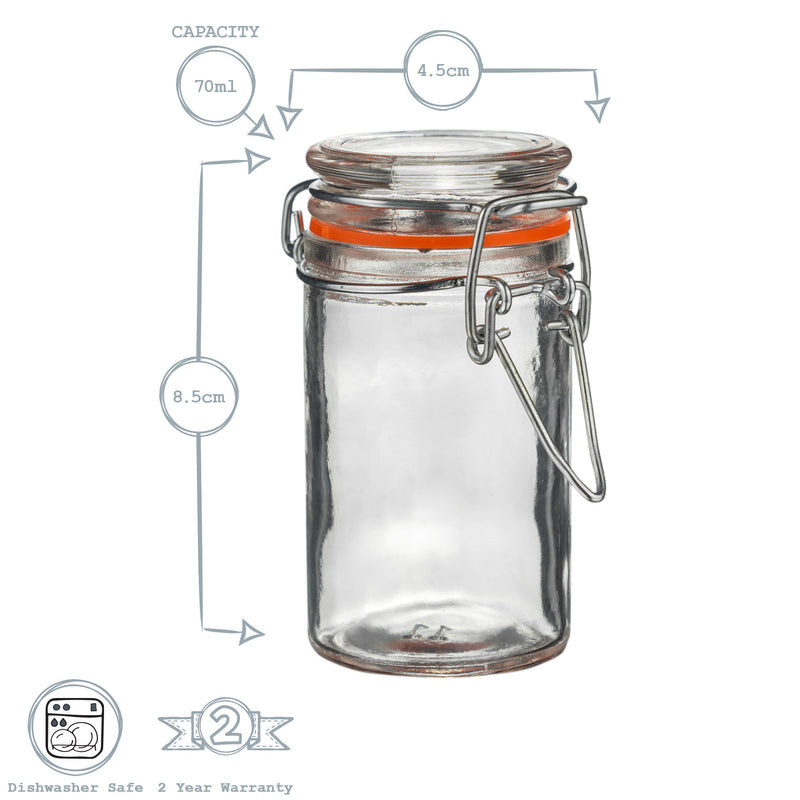 Argon Tableware Glass Storage Jar - 70ml - Orange Seal