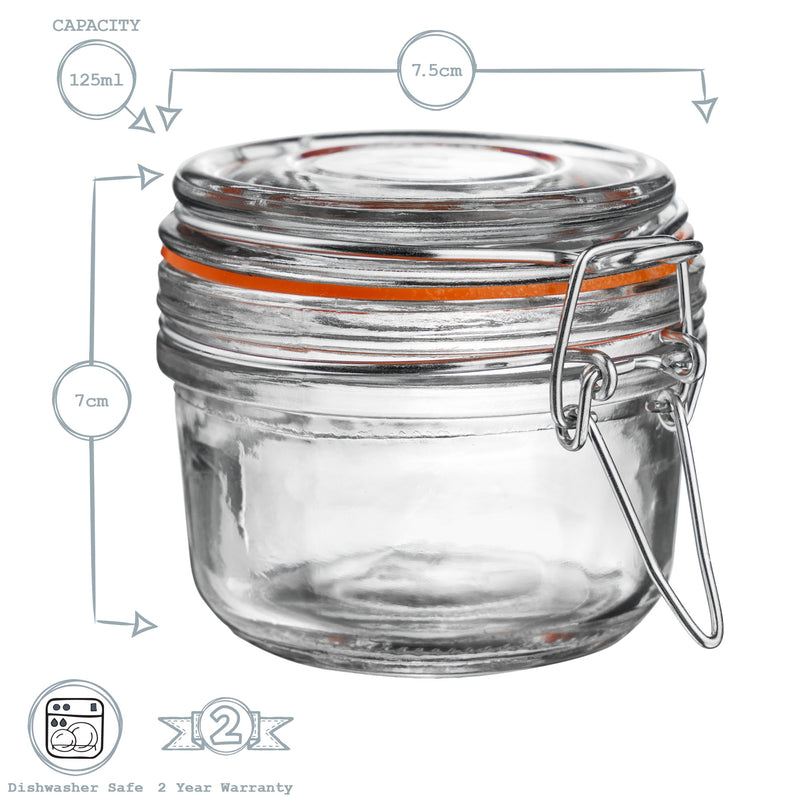 Argon Tableware Glass Storage Jar - 125ml - Clear Seal