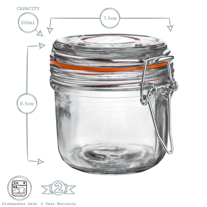 Argon Tableware Glass Storage Jar - 200ml - White Seal