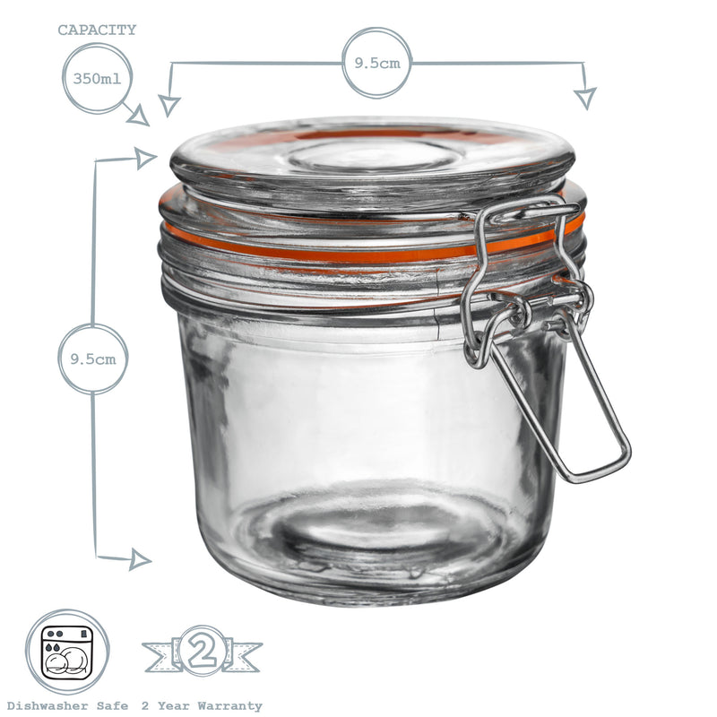 Argon Tableware Glass Storage Jar - 350ml - White Seal