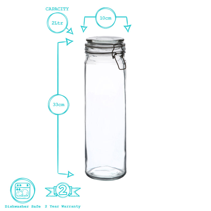 Argon Tableware Glass Spaghetti Jar - 2 Litre - White Seal