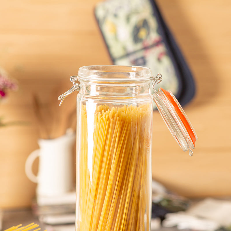 Argon Tableware Glass Spaghetti Jar - 2 Litre - Orange Seal