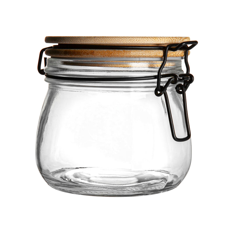 Argon Tableware Storage Jar with Wooden Lid - 500ml - Clear Seal