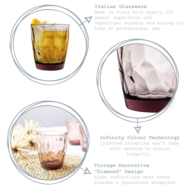 Bormioli Rocco Diamond Double Old Fashioned Glass - 390ml - Rock Purple