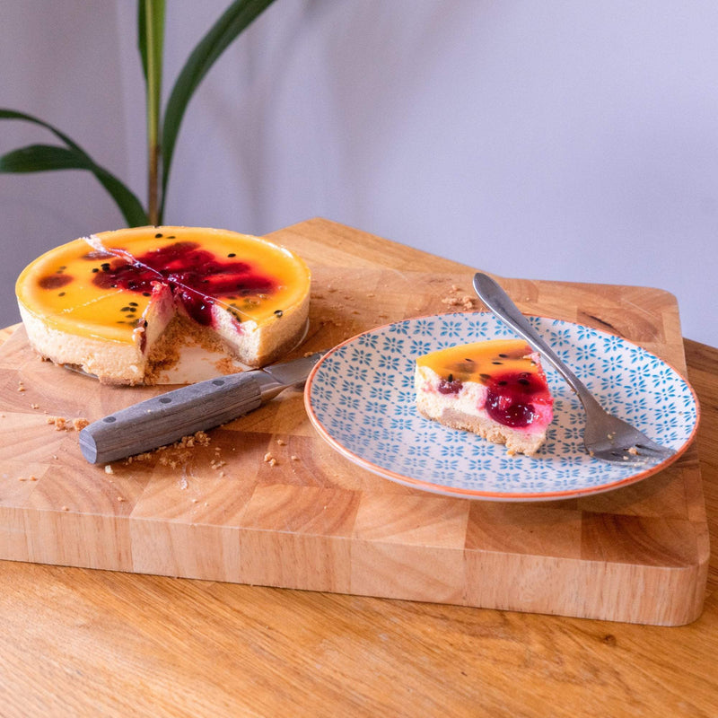 Nicola Spring Patterned Dessert Side Plate - 180mm - Blue and Orange