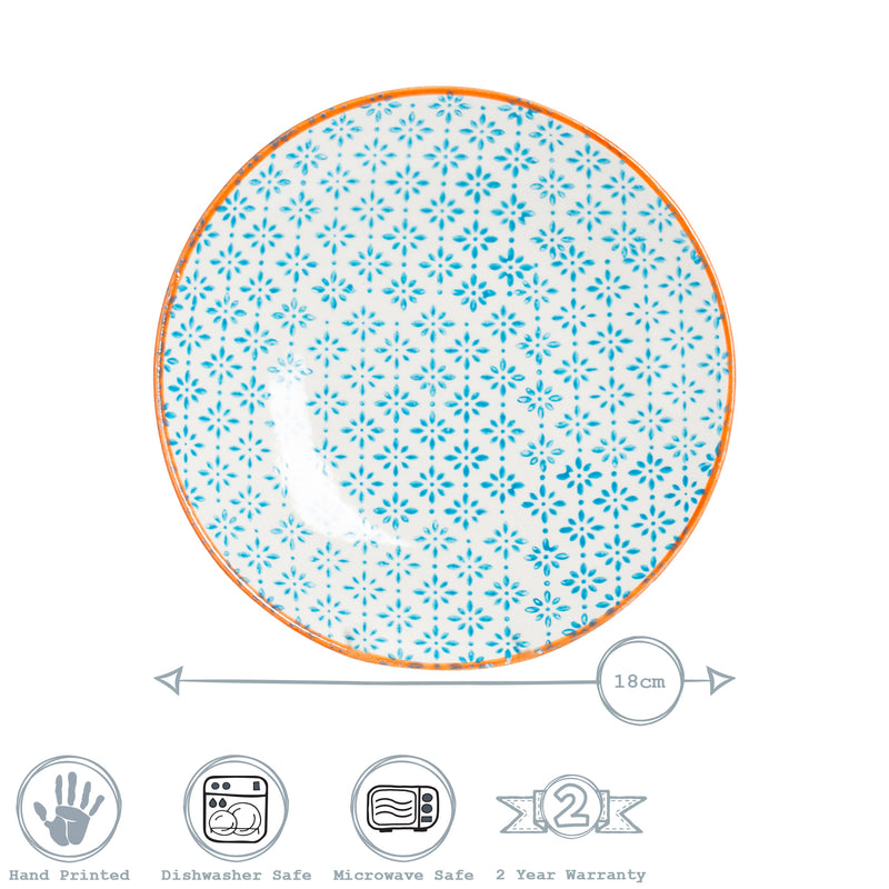 Nicola Spring Hand-Printed Side Plate - 18cm - Light Blue