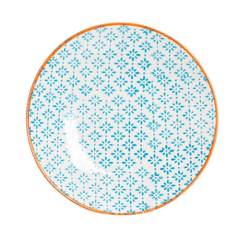 Nicola Spring Hand-Printed Side Plate - 18cm - Light Blue