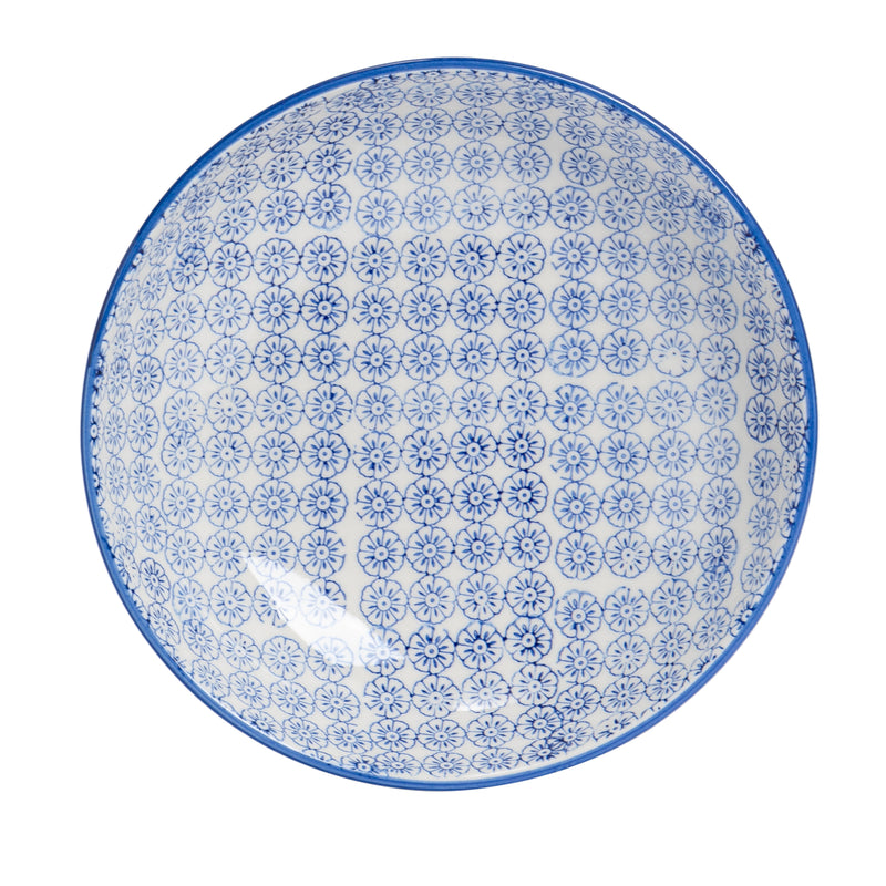 Nicola Spring Hand-Printed Pasta Bowl - 22cm - Navy